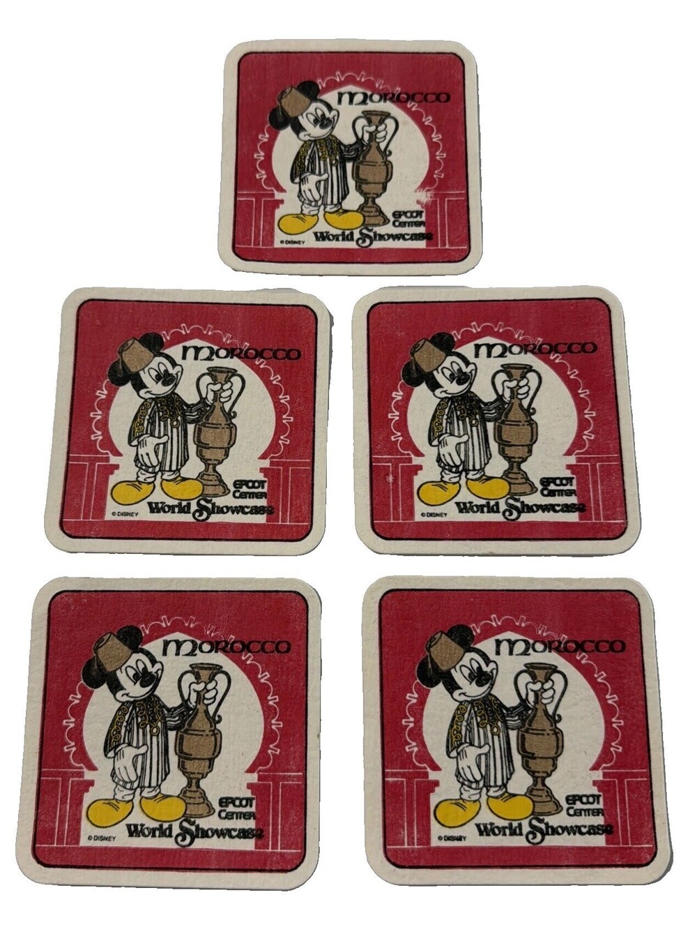 Vintage Disney Epcot Center Morocco World Showcase Set Of 5 Disposable Coasters
